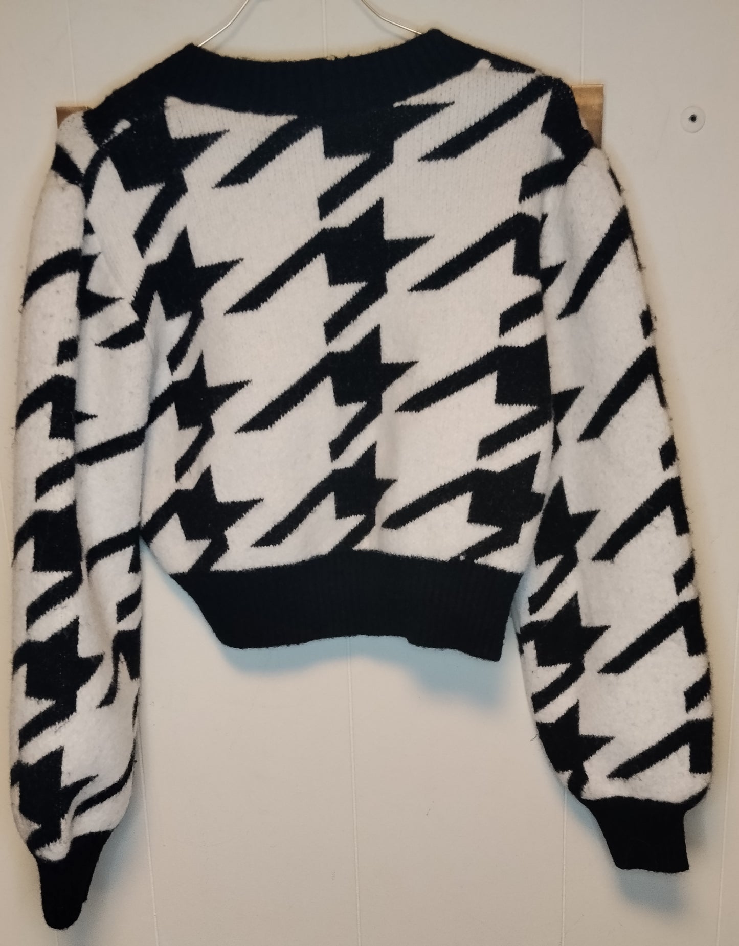 Cardigan Donna Bershka Bianco Nero Fantasia Cropped Taglia S