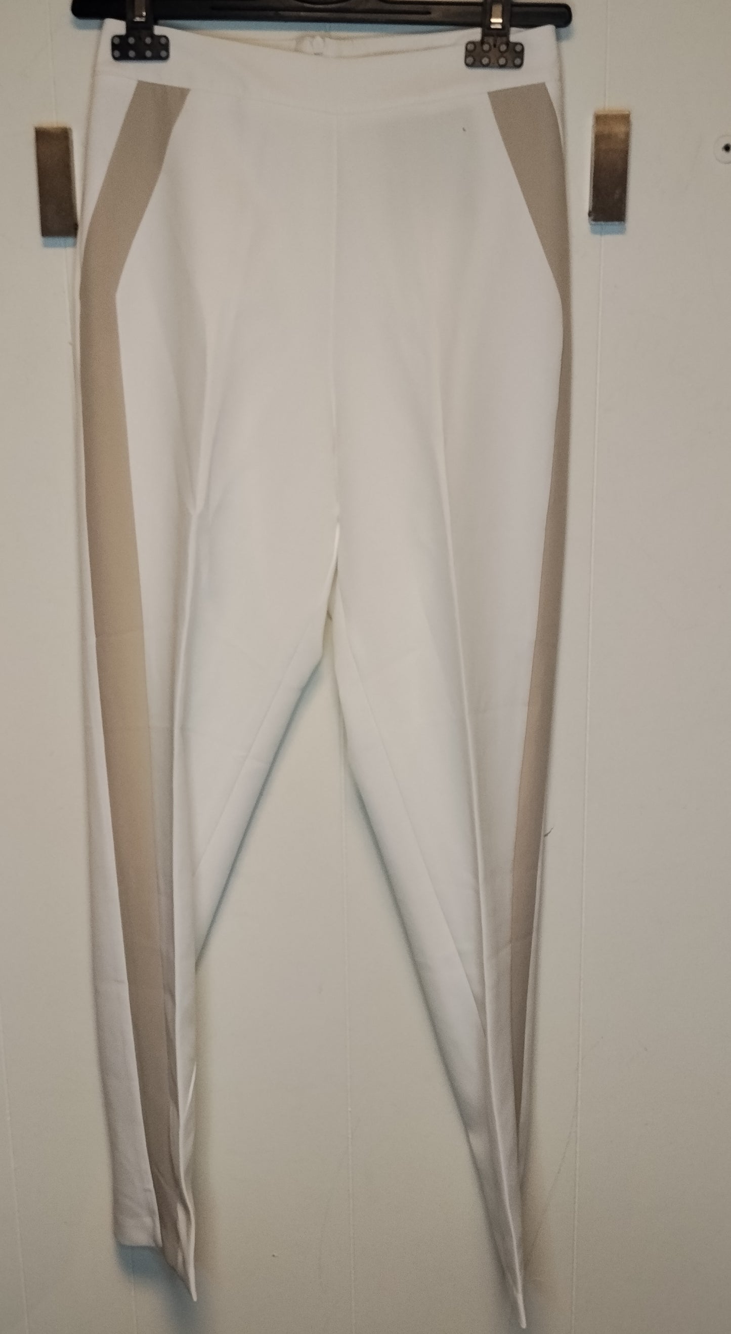 Pantaloni Donna Rinascimento Bianchi Banda Laterale Eleganti Taglia S