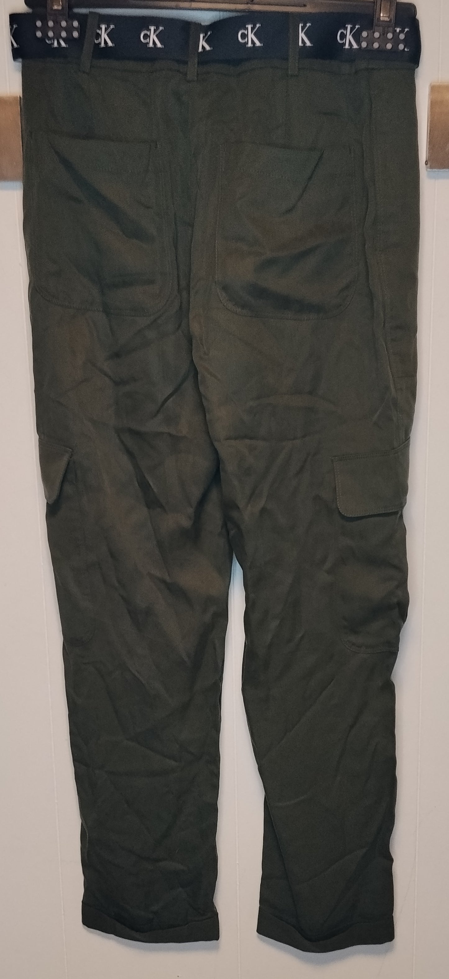 Pantaloni Cargo Donna Calvin Klein Verdi Vita Alta Cintura Taglia XS