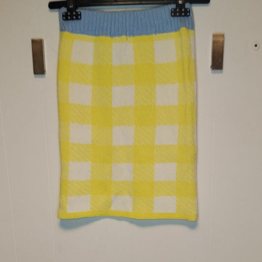 Gonna Donna Fantasia Quadri Gialla Maglia Elasticizzata Taglia 36 (Copia)