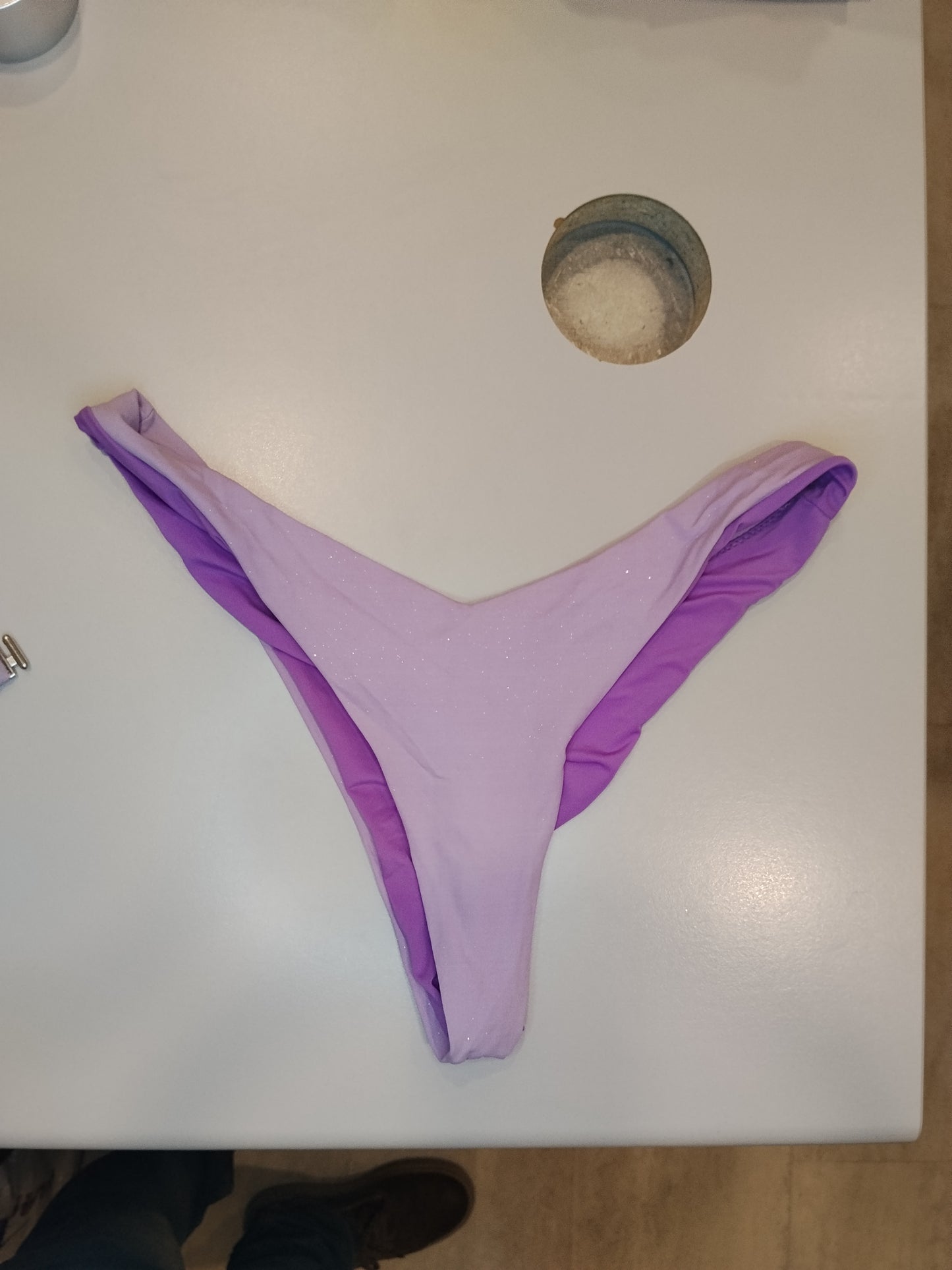 Bikini Donna 3 Pezzi Lilla Brillantinato Costume Mare Taglia 2