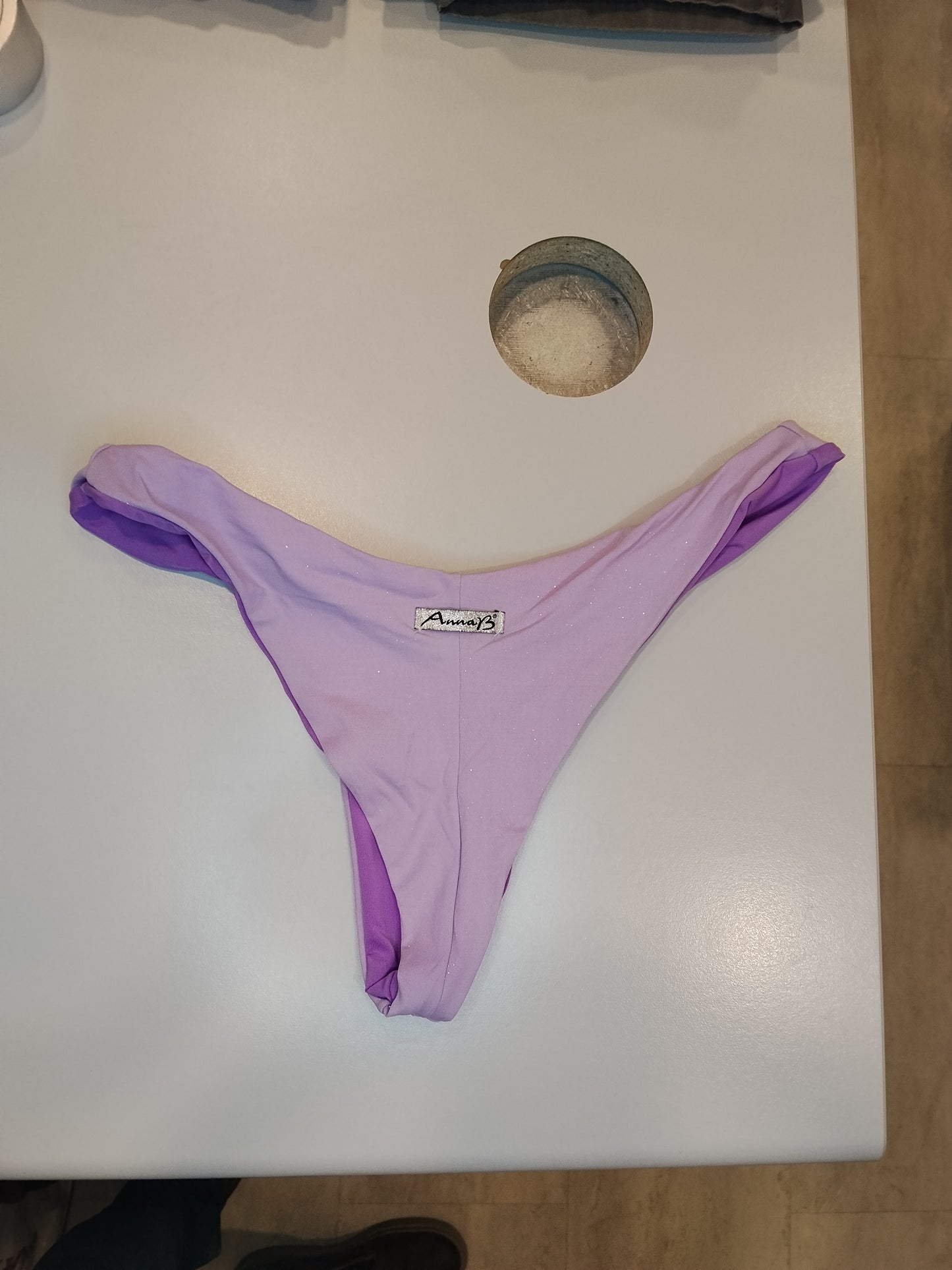Bikini Donna 3 Pezzi Lilla Brillantinato Costume Mare Taglia 2