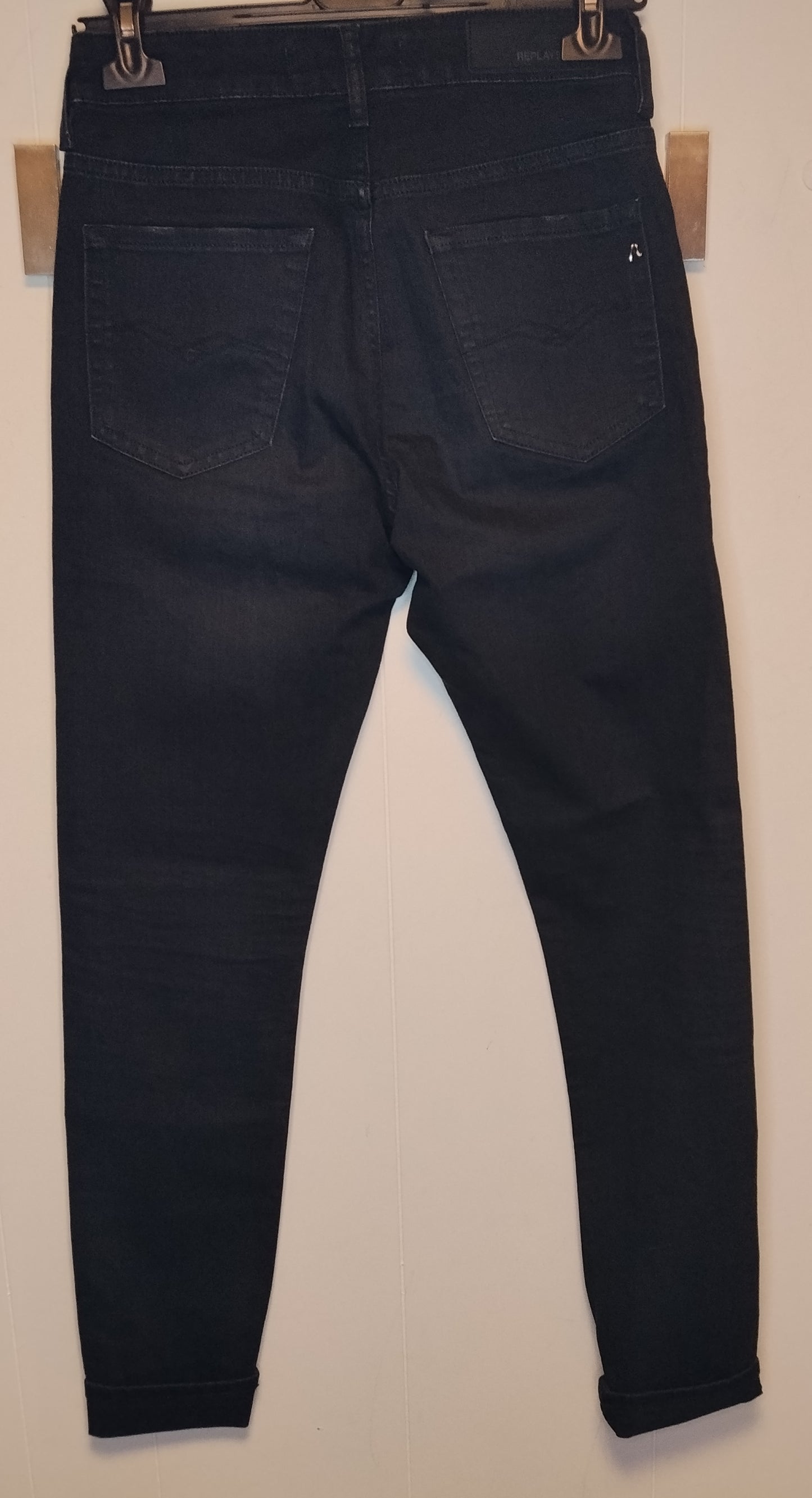 Jeans Donna Replay Blu Scuro Slim Fit Vita Alta Taglia 38