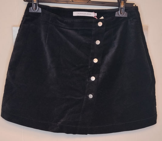 Gonna Donna Calvin Klein Jeans Nera Mini Bottoni Frontali Taglia S