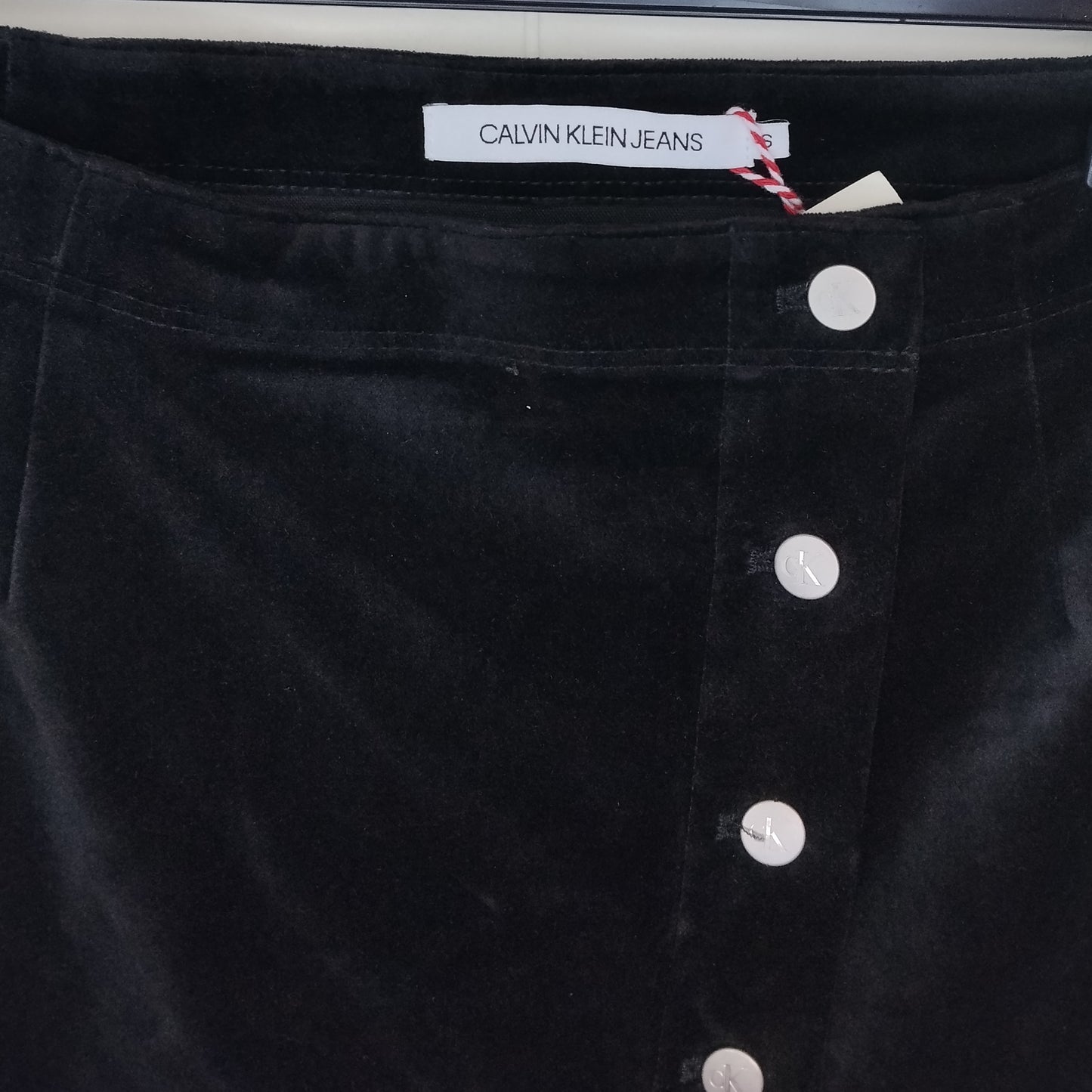 Gonna Donna Calvin Klein Jeans Nera Mini Bottoni Frontali Taglia S