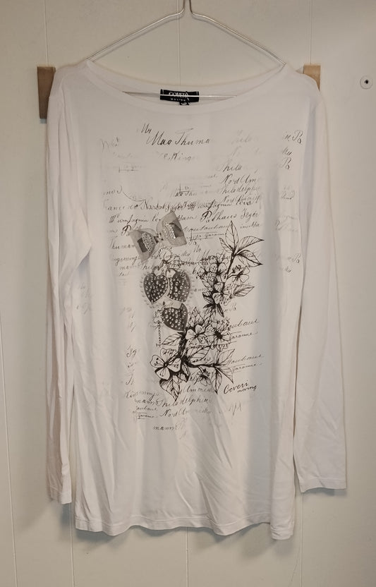 Maglia Donna Coveri Bianca Stampa Cuori e Fiori Taglia L