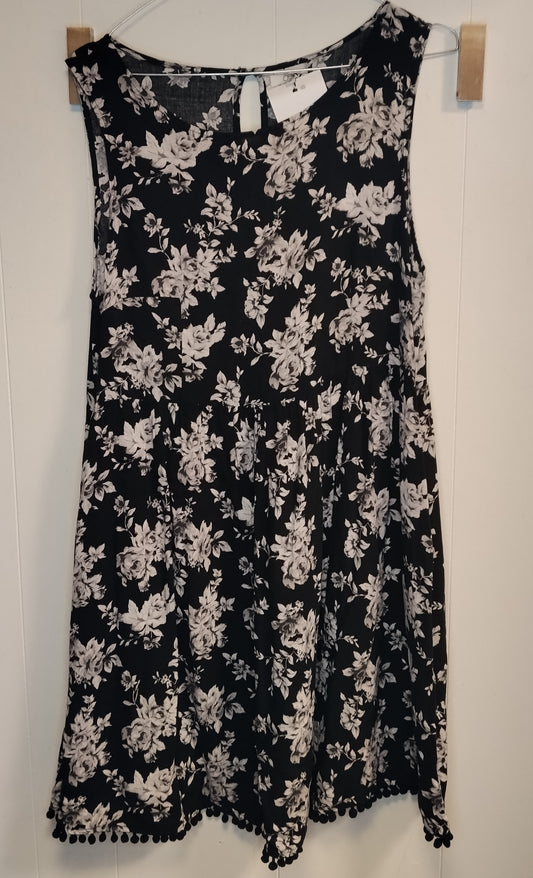 Vestito Donna OVS Floreale Nero Bianco Taglia M Estivo