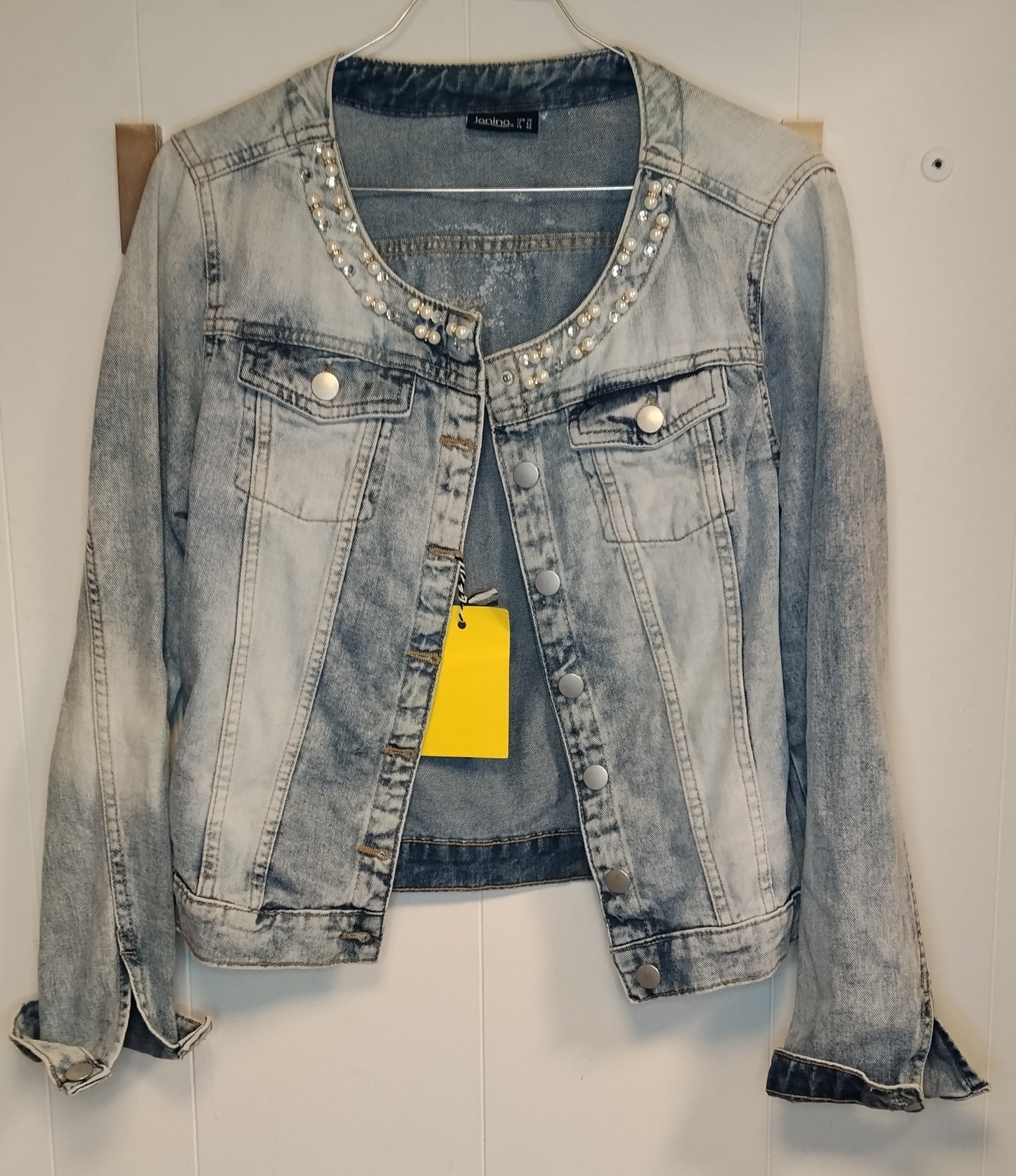 Giacca Denim Donna Janina Chiaro con Perle Taglia 42 Jeans