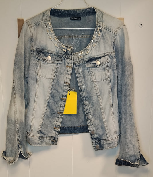 Giacca Denim Donna Janina Chiaro con Perle Taglia 42 Jeans