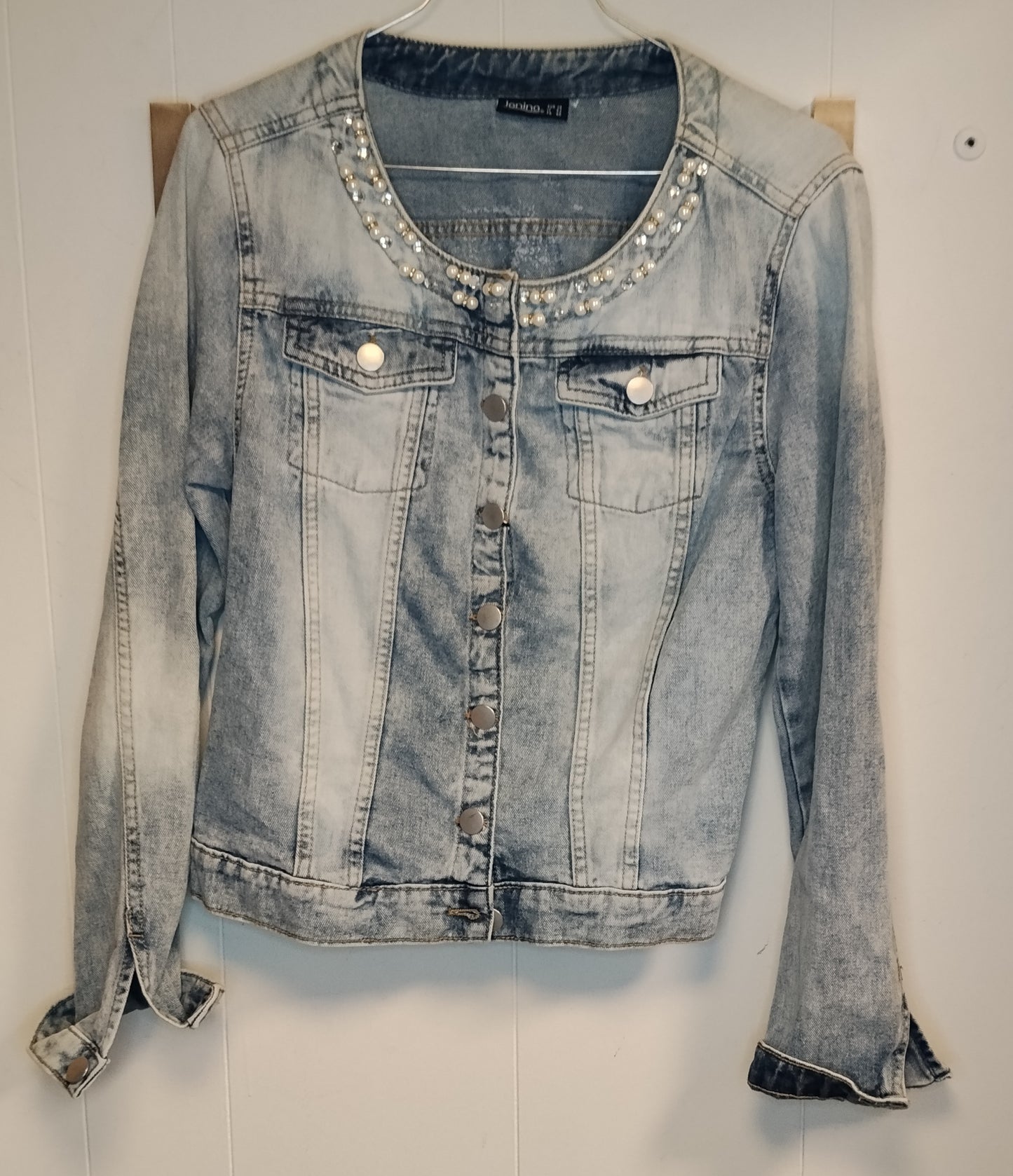 Giacca Denim Donna Janina Chiaro con Perle Taglia 42 Jeans