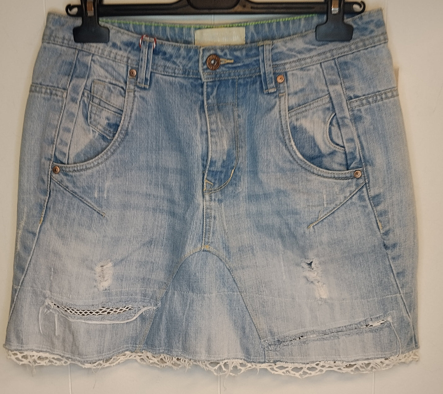 Gonna Denim Donna Alcott Jeans Chiaro Strappi Taglia 42