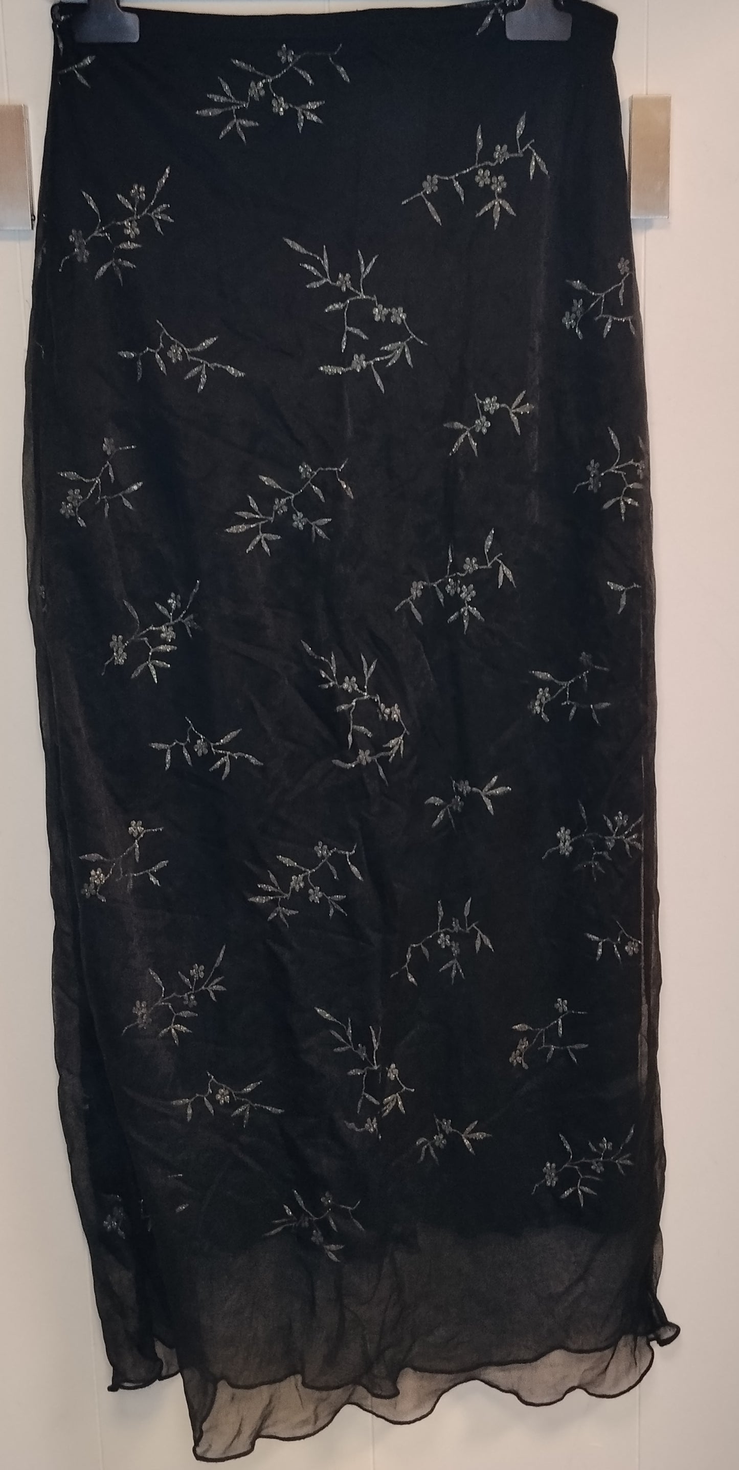 Gonna Lunga Donna Denny Rose Nera Ricamata Taglia M Elegante