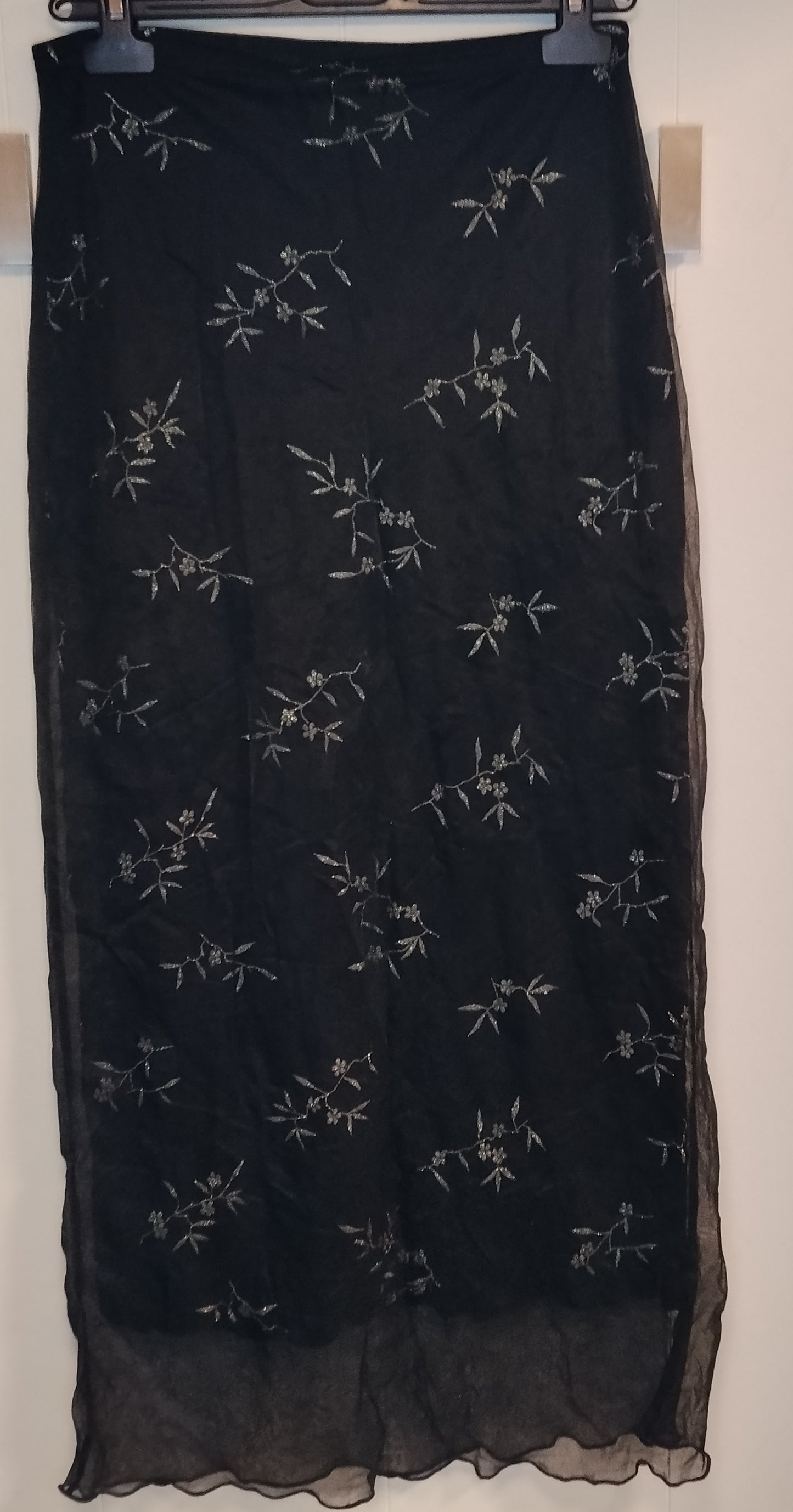 Gonna Lunga Donna Denny Rose Nera Ricamata Taglia M Elegante