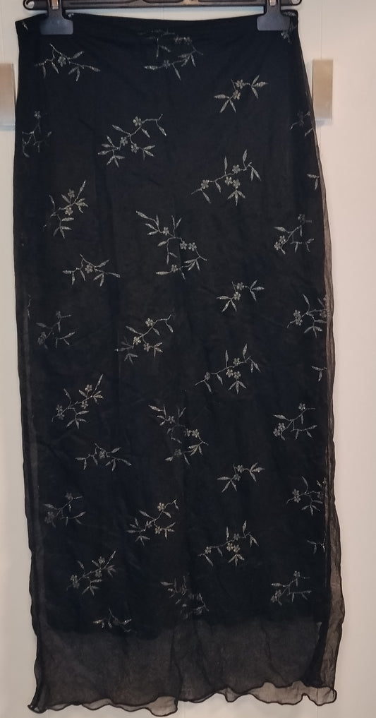 Gonna Lunga Donna Denny Rose Nera Ricamata Taglia M Elegante