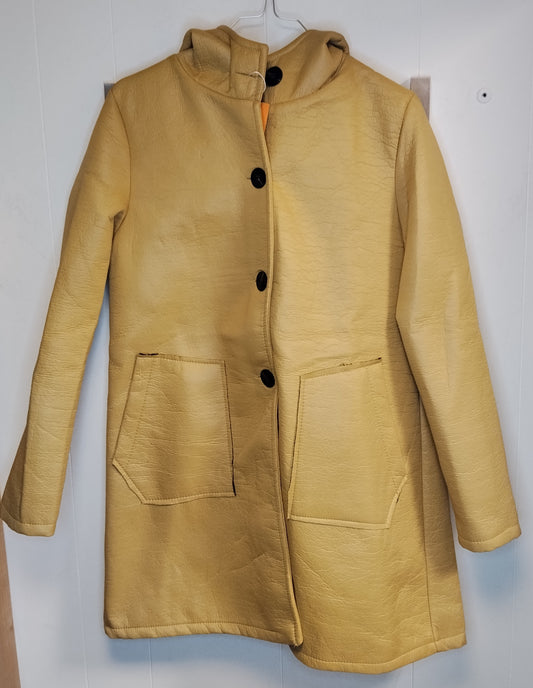 Cappotto Donna Giallo Senape con Cappuccio Taglia L Invernale