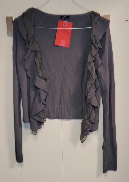 Cardigan Donna Oltre Grigio con Volant Elegante Taglia M