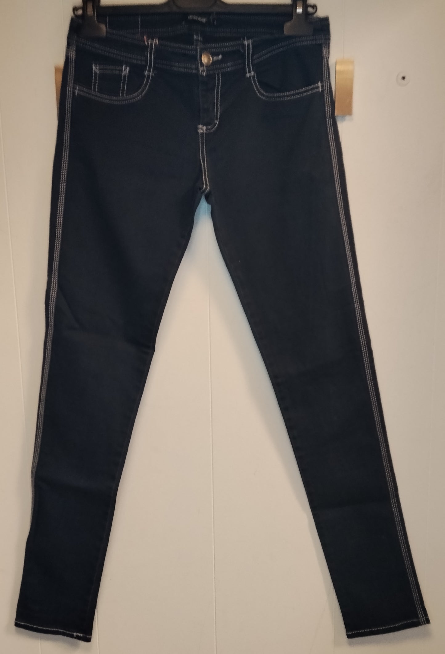 Jeans Donna Denny Rose Skinny Blu Scuro Cuciture a Contrasto Taglia M