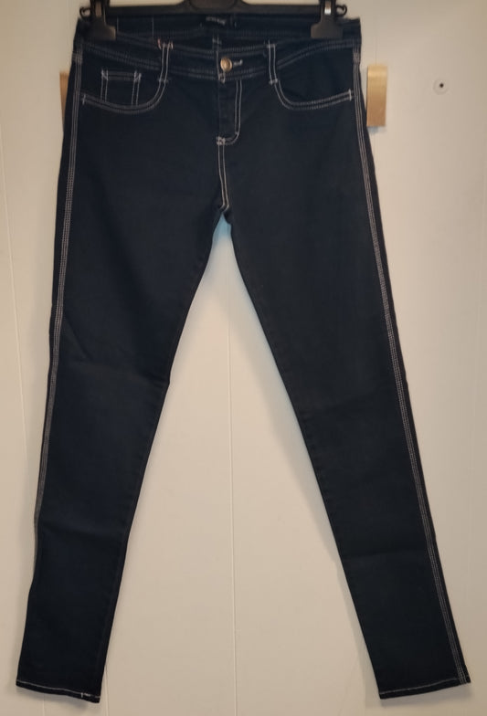 Jeans Donna Denny Rose Skinny Blu Scuro Cuciture a Contrasto Taglia M