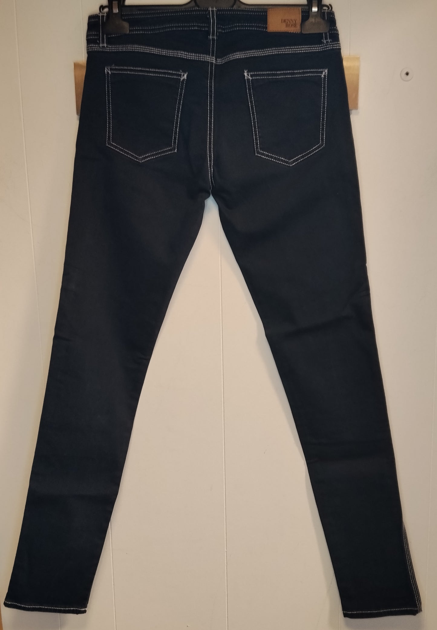 Jeans Donna Denny Rose Skinny Blu Scuro Cuciture a Contrasto Taglia M