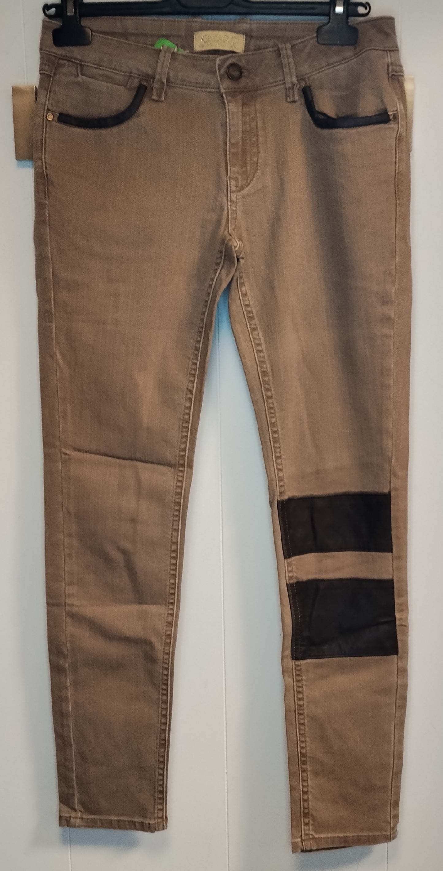 Jeans Donna GODD Beige Slim Fit con Dettaglio Nero Taglia 42