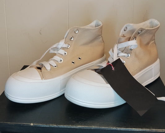 Sneakers Donna Mix Feel Beige Platform Alte Taglia 38 Nuove