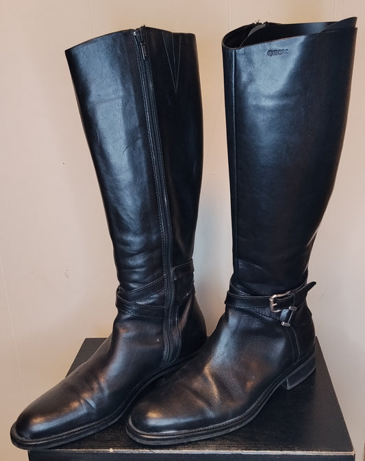 Stivali Donna Geox Neri in Pelle Taglia 38 – Eleganti e Comfort Traspirante