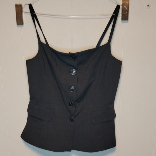 Top nero Calliope donna taglia S elegante con bottoni stile corsetto