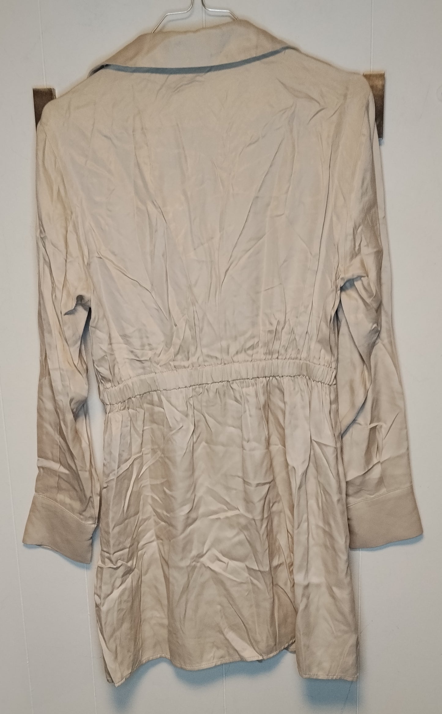 Blusa abito beige in raso Primark donna taglia 42 elegante effetto satin con incrocio
