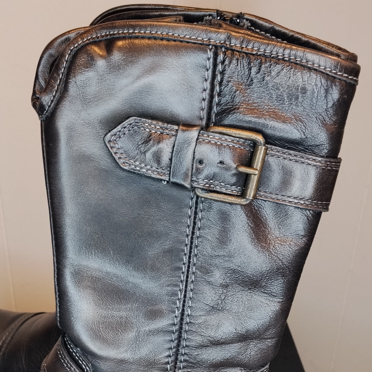 Stivaletti neri pelle Pie Libre taglia 35 biker boots donna con fibbie