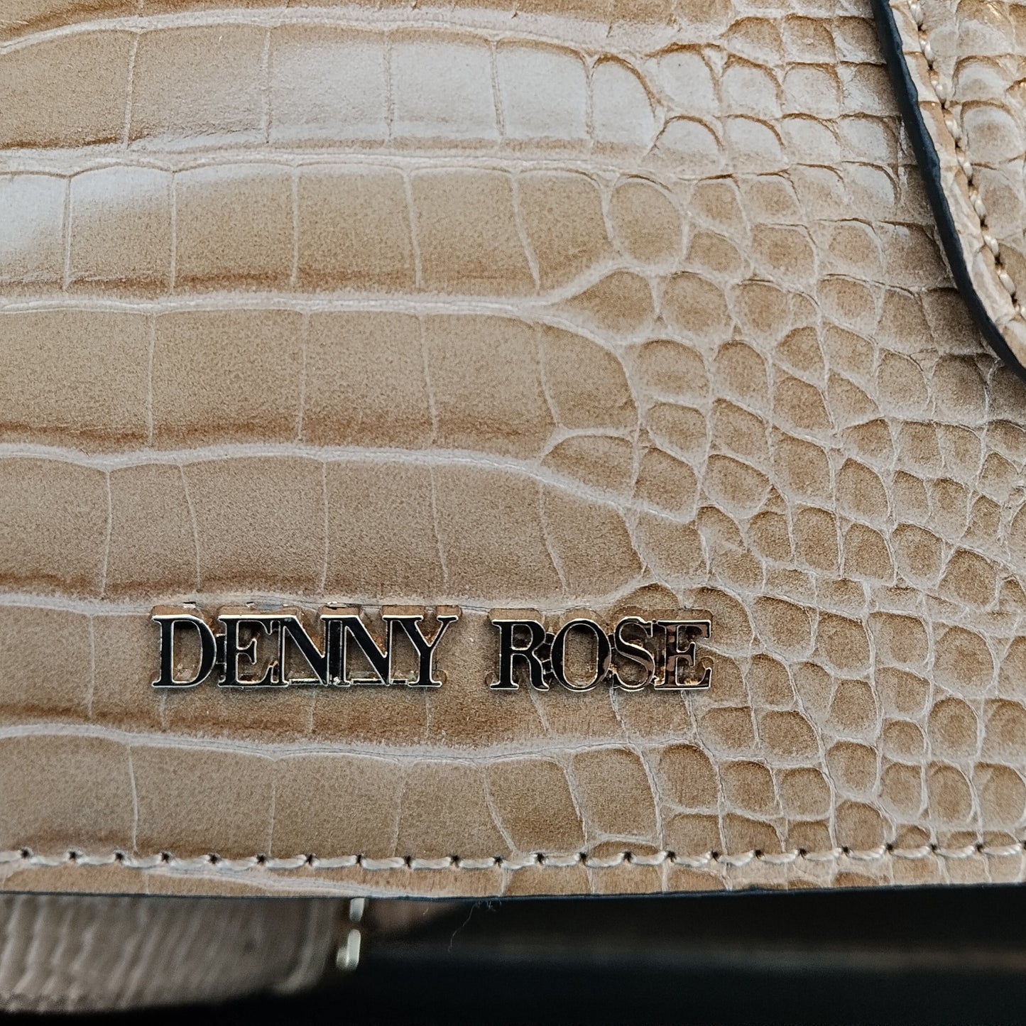 Borsa Denny Rose beige effetto coccodrillo nuova con cartellino elegante