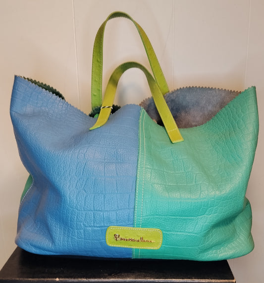 Borsa Braccialini grande multicolor blu verde shopper elegante originale