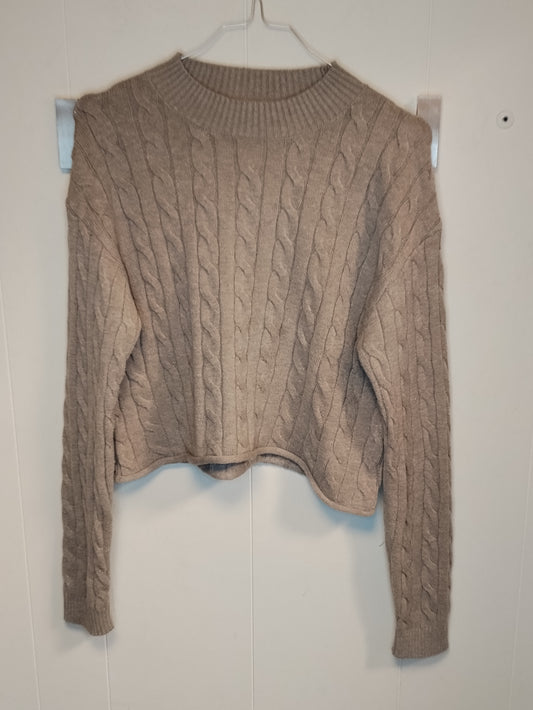 Maglione cropped Calliope donna taglia XS beige trecce collo alto