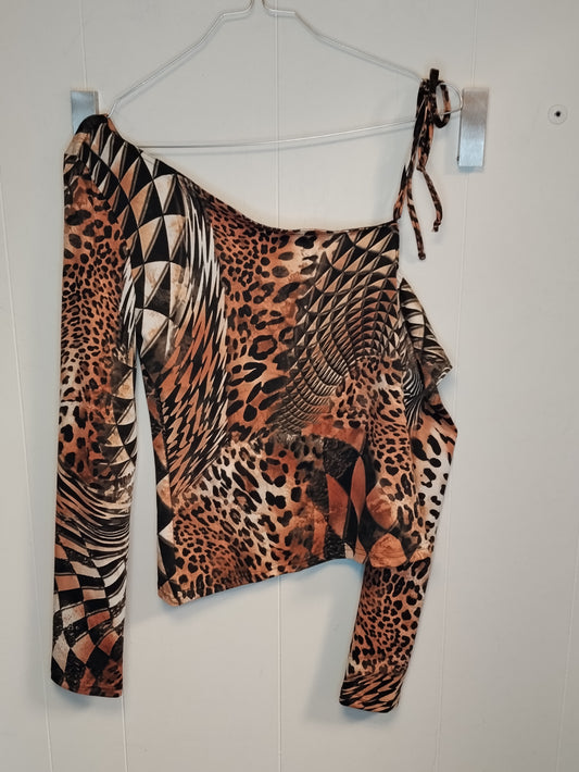 Top monospalla Motivi donna taglia M fantasia animalier elegante