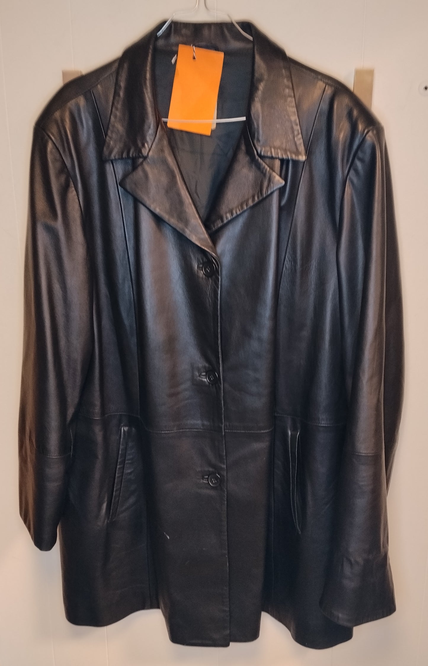 Giacca pelle nera Conbipel donna taglia 52 vera pelle elegante