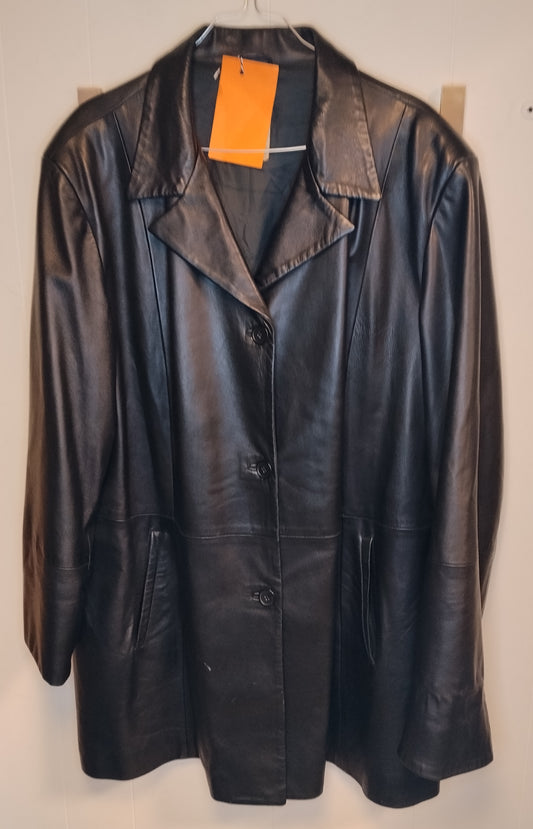 Giacca pelle nera Conbipel donna taglia 52 vera pelle elegante