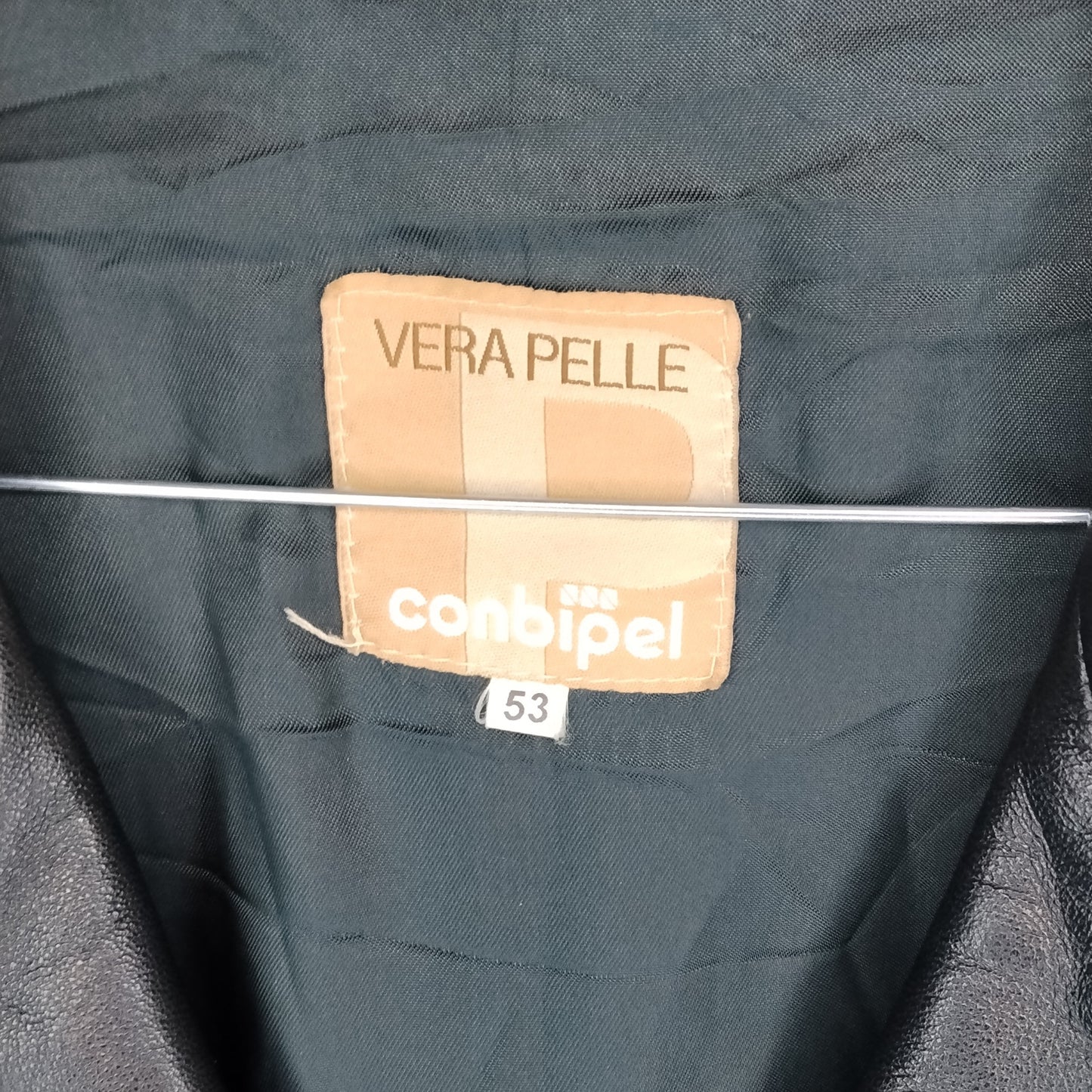 Giacca pelle nera Conbipel donna taglia 52 vera pelle elegante