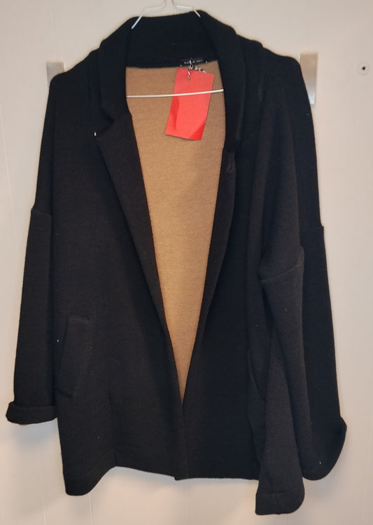 Cardigan nero donna taglia M L blazer morbido casual chic oversize