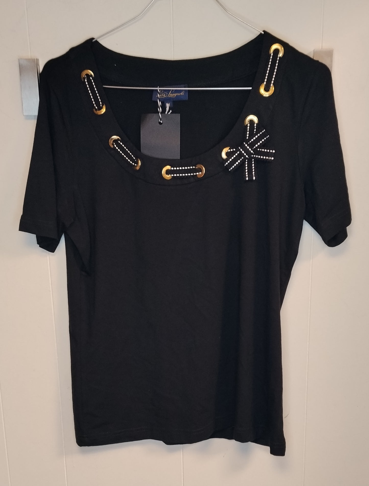 Maglia Donna Luisa Spagnoli Nera con Dettagli Gioiello – Taglia M Elegante