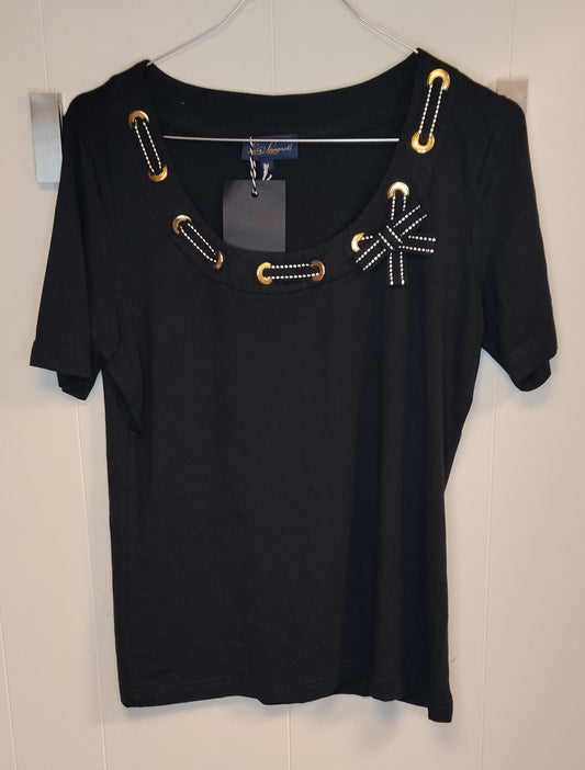Maglia Donna Luisa Spagnoli Nera con Dettagli Gioiello – Taglia M Elegante