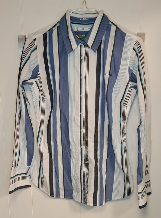 Camicia Donna Tommy Hilfiger Righe Blu e Bianche Taglia S – Slim Fit Elegante