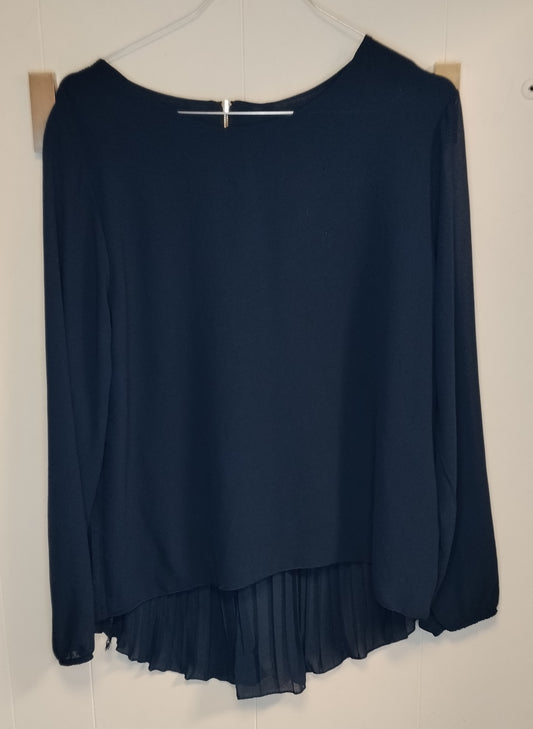 Blusa Donna Nera con Fondo Plissettato Taglia L – Maglia Elegante Morbida