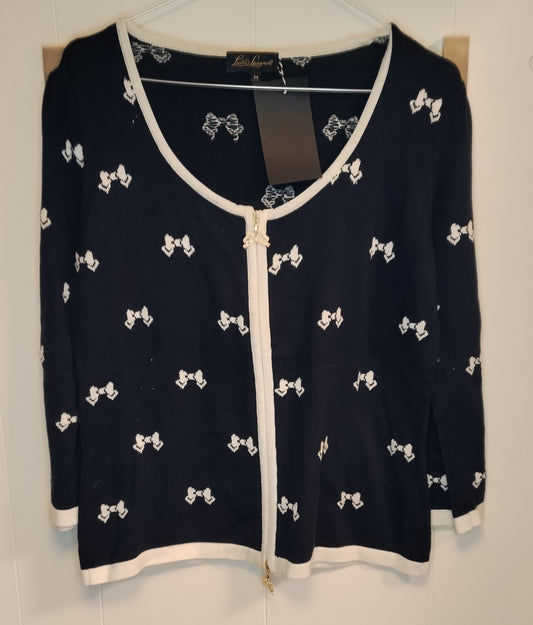 Cardigan Donna Luisa Spagnoli Nero con Fiocchi Taglia M – Maglia Elegante Zip