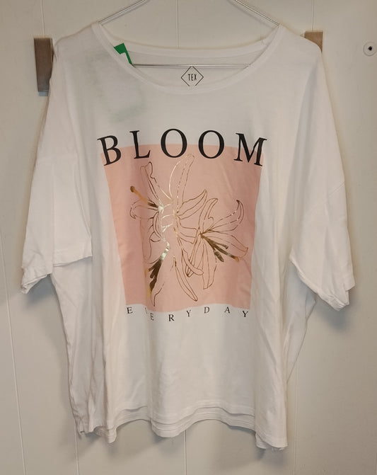 T-shirt Donna TEX Bianca Stampa Bloom Taglia 3XL – Maglia Oversize Casual