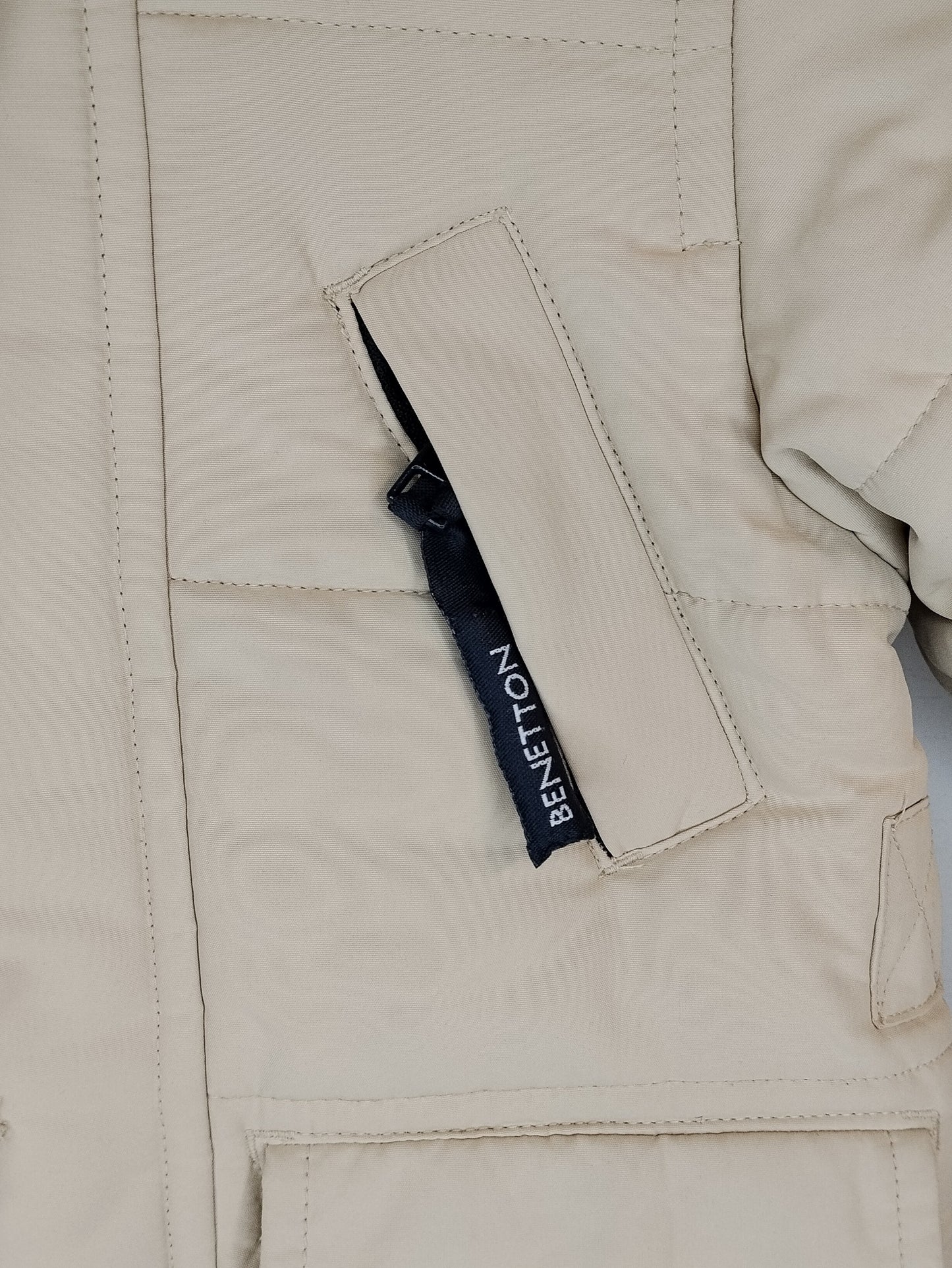 Giubbotto Bambino Benetton Beige 12 Mesi 74 cm – Piumino con Cappuccio Invernale