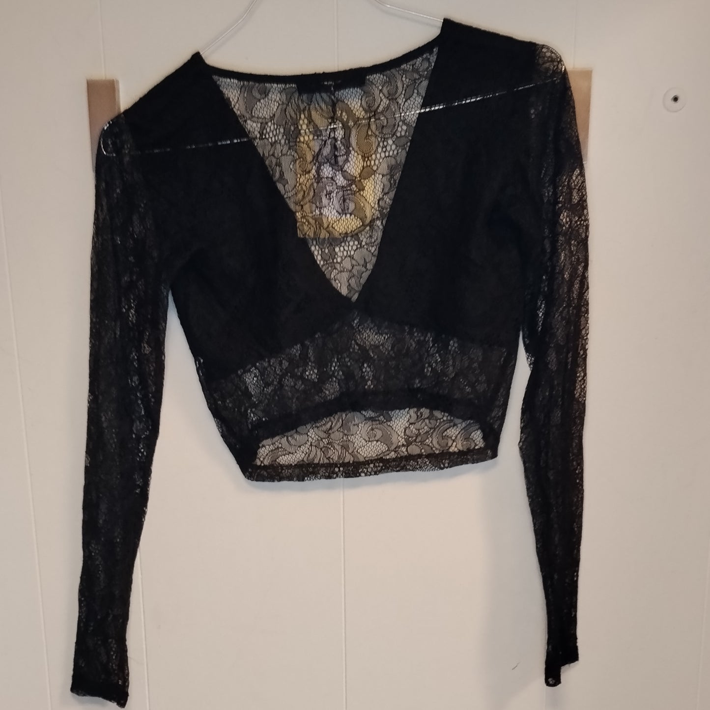 Top Donna Pull&Bear Nero in Pizzo Taglia S – Crop Top Elegante