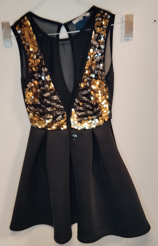 Abito Koralline Nero con Paillettes Oro Taglia 40 – Vestito Elegante Donna
