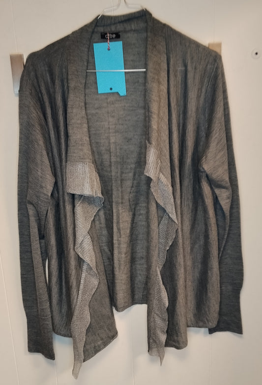 Cardigan Oltre Grigio con Rouches Taglia M – Maglia Donna Elegante