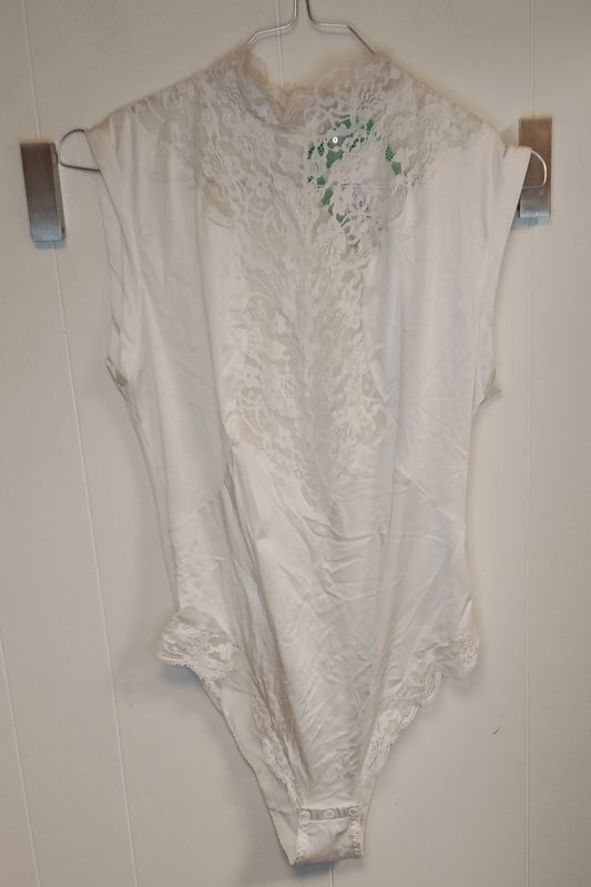 Body Donna Bianco con Pizzo Taglia M – Body Elegante Senza Marca