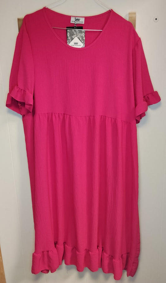 Abito Donna Rene Borden Fucsia Taglia Unica – Vestito Morbido con Balze