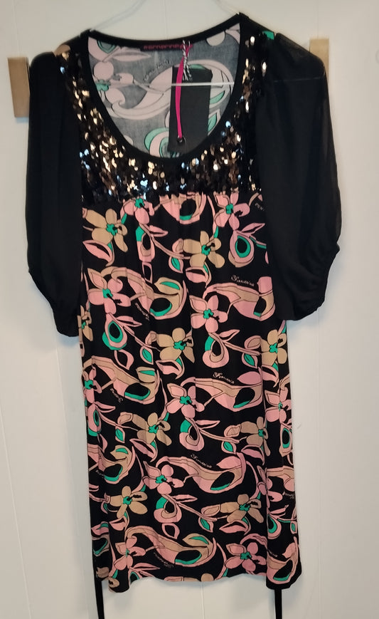 Abito Donna Fornarina Fantasia con Paillettes Taglia S – Vestito Elegante Nuovo